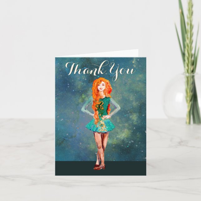 Beautiful Irish Dancer Hard Shoe Dance Thank You Card (Front)