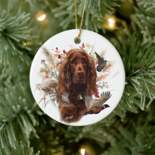 Beautiful Irish Red Setter Ceramic Tree Decoration