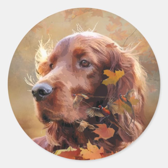 Beautiful Irish Red Setter Classic Round Sticker (Front)