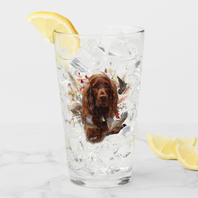 Beautiful Irish Red Setter Glass (Front Ice)