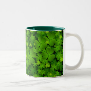 Beautiful Irish Shamrocks Two-Tone Coffee Mug