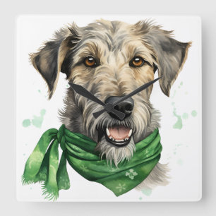 BEAUTIFUL IRISH WOLFHOUND DOG SQUARE WALL CLOCK