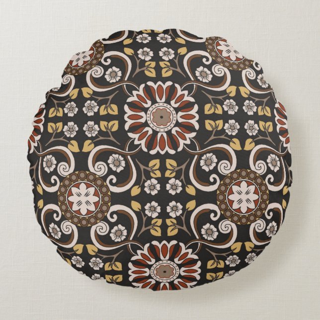 Beautiful islamic medallion seamless pattern texti round cushion (Front)