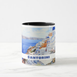 Beautiful island Santorini, Oia travel mug