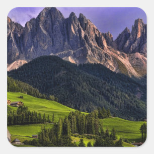 Beautiful isolated lonely church St Maddalena Square Sticker