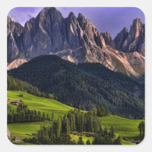 Beautiful isolated lonely church St Maddalena Square Sticker