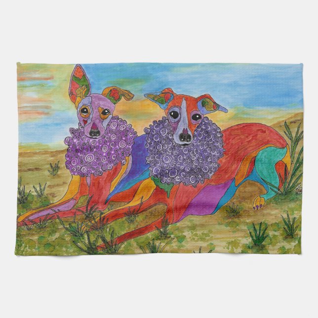 Beautiful Italian Greyhound Kitchen Towel (Horizontal)