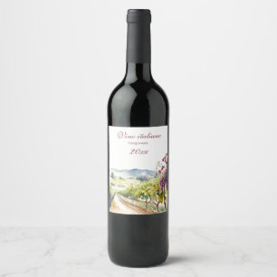 Beautiful Italian Vineyard Grape Vine   Wine Label