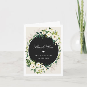Beautiful Ivory White Greenery Floral Wedding Thank You Card