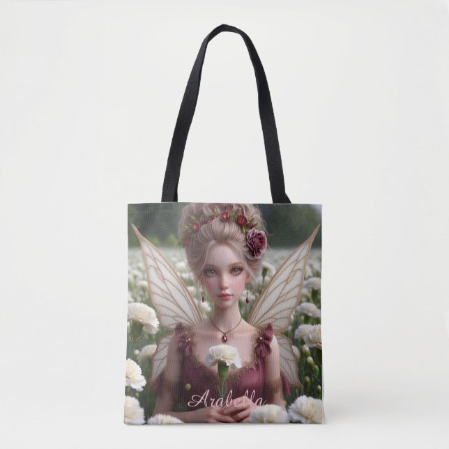 Beautiful January Fairy in Carnations Tote Bag (Front)