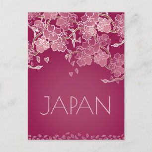 Beautiful Japan Sakura Flower Hand Illustrated  Postcard