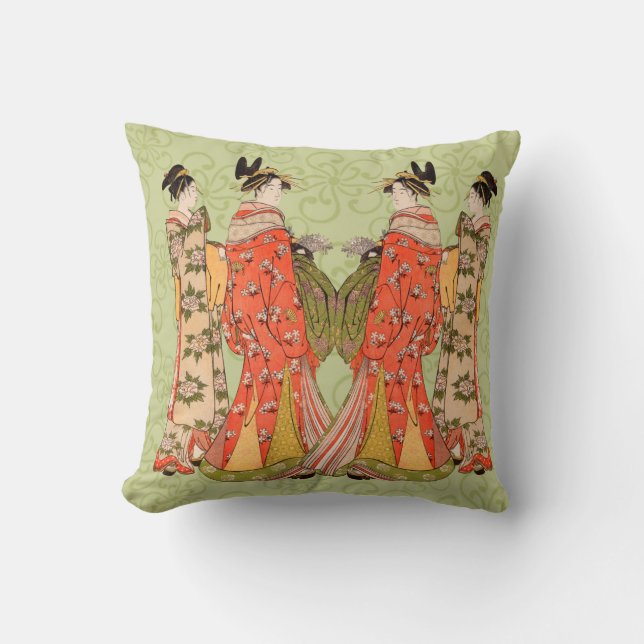 Beautiful Japanese Art Design Throw Pillows (Front)