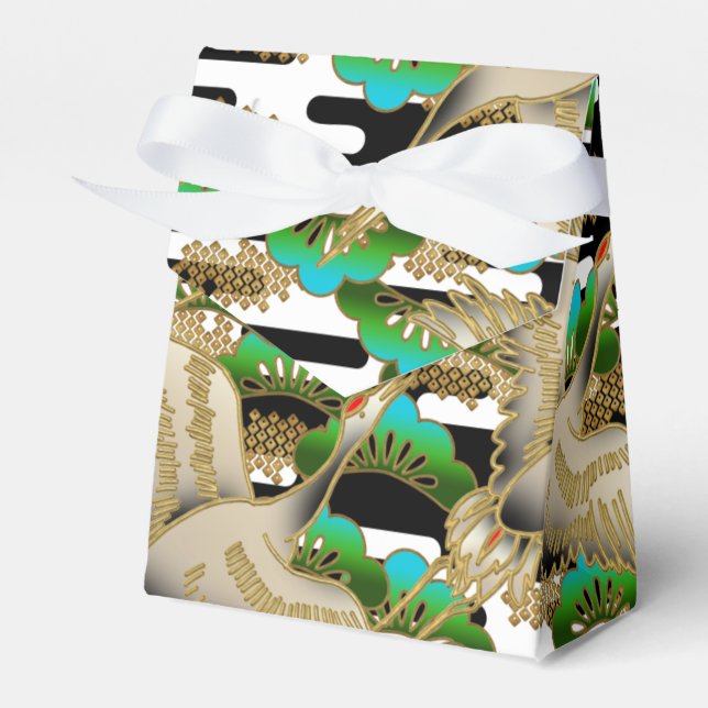 Beautiful Japanese crane print party favour box (Front Side)