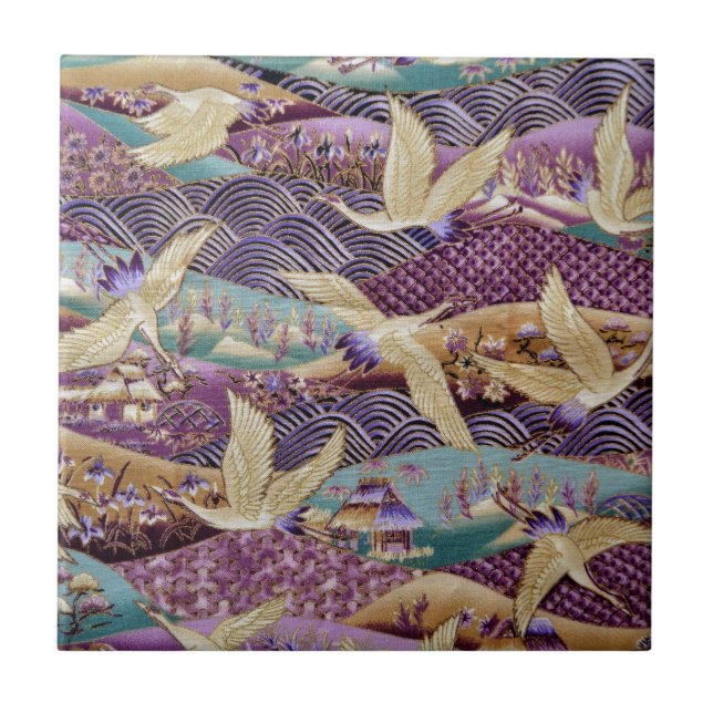Beautiful Japanese Cranes Tile (Front)