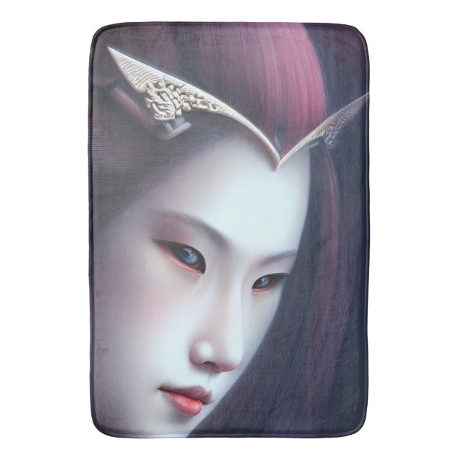 Beautiful Japanese Empress Tiara Fantasy AI Art Bath Mat (Front Vertical)