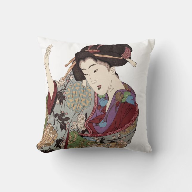 Beautiful Japanese Geisha Design Throw Pillows (Front)
