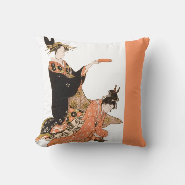 Beautiful Japanese Geisha Design Throw Pillows (Front)