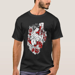 Beautiful Japanese Geisha Girl Japan Kimono Desig T-Shirt