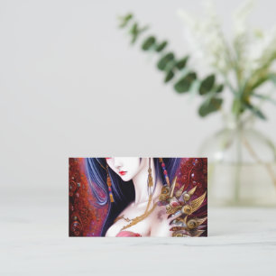 Beautiful Japanese Girl Gothic Fantasy Triptych Business Card