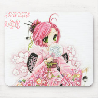 Beautiful Japanese girl in Kimono Mouse Mat