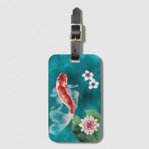 Beautiful Japanese Koi Fish, Cherry Blossoms Japan Luggage Tag