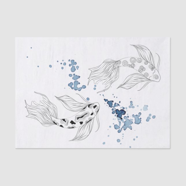 Beautiful Japanese Koi Fish Swimming Tissue Paper (Front)