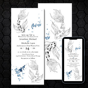 Beautiful Japanese Koi Fish Swimming Wedding Invitation