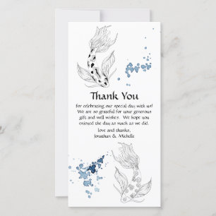 Beautiful Japanese Koi Fish Swimming Wedding Thank You Card