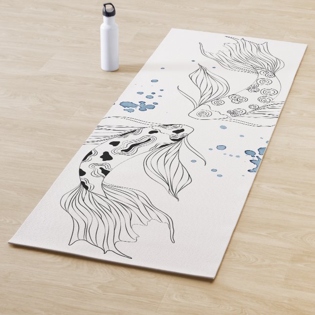 Beautiful Japanese Koi Fish Swimming Yoga Mat (In Situ)