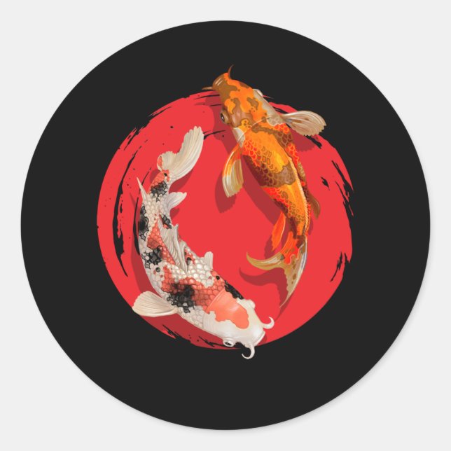 Beautiful Japanese Koi Fishes Classic Round Sticker (Front)