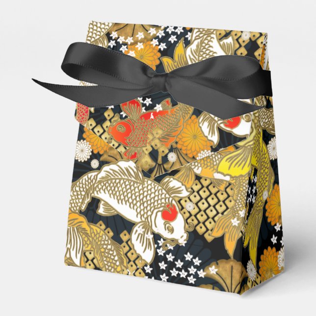 Beautiful Japanese koi print party favour box (Front Side)