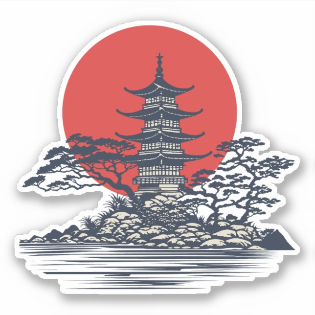Beautiful Japanese landscape with sunrise  (Front)