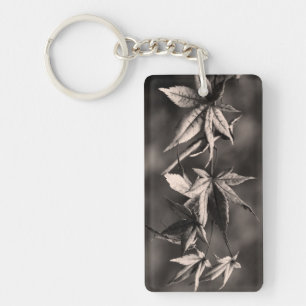Beautiful Japanese Maple Leaf Portrait Sepia Key Ring
