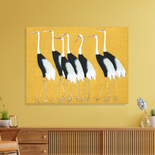 Beautiful Japanese Red Crown Cranes by Ogata Korin Canvas Print