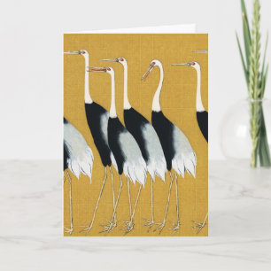 Beautiful Japanese Red Crown Cranes by Ogata Korin Card