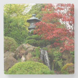 Beautiful Japanese Rock Garden with Pagoda Stone Coaster