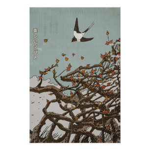 Beautiful Japanese Swallow Poster
