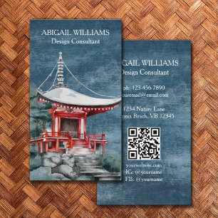 Beautiful Japanese Temple Nighttime Nature Modern Business Card