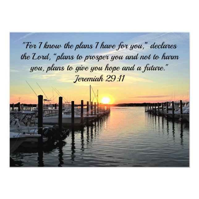 BEAUTIFUL JEREMIAH 29:11 SUNSET OVER THE LAKE PHOTO PRINT (Front)
