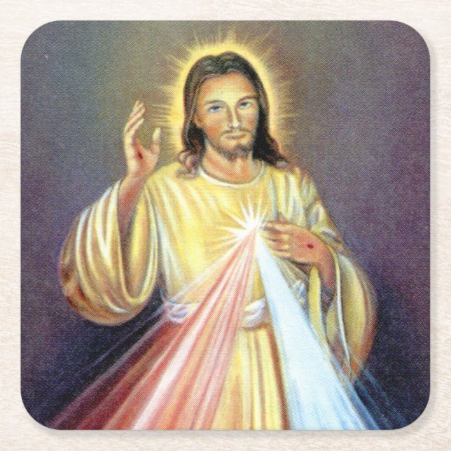 Beautiful Jesus Christ Square Paper Coaster (Front)