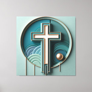 Beautiful Jesus Cross Stretched  Canvas Print