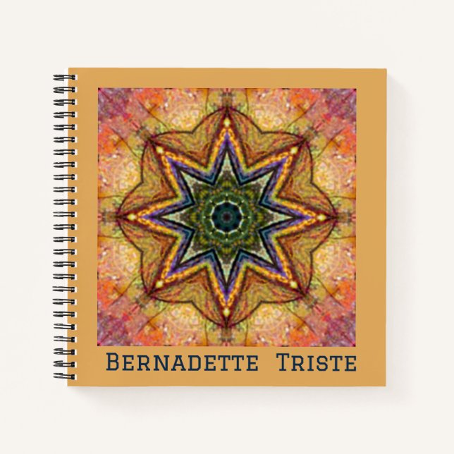 Beautiful Jewel Toned Custom Name Star Tile Notebook (Front)