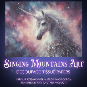 Beautiful Jeweled Unicorn DIY Crafting Decoupage  Tissue Paper
