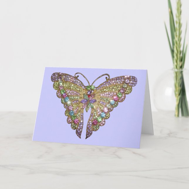 Beautiful Jewelled Butterfly Card (Front)