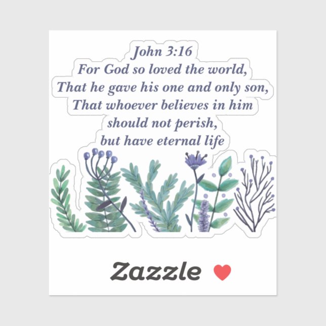 Beautiful John 3:16 Bible Verse Christian Floral (Sheet)