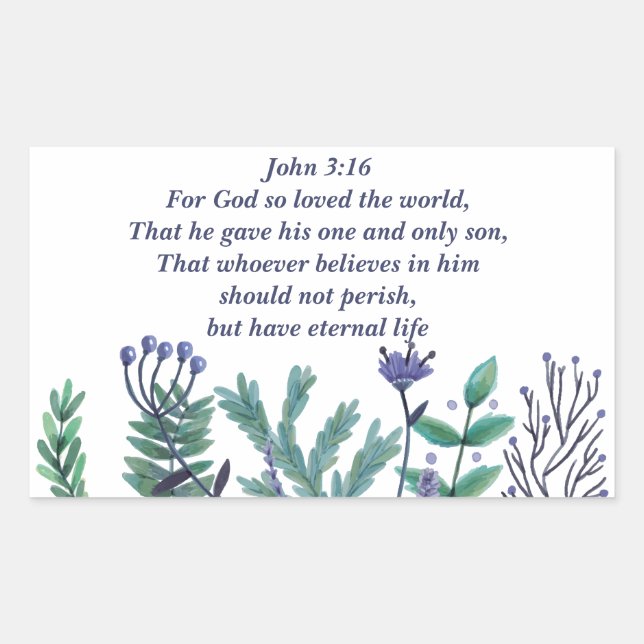 Beautiful John 3:16 For God So Loved the World Rectangular Sticker (Front)