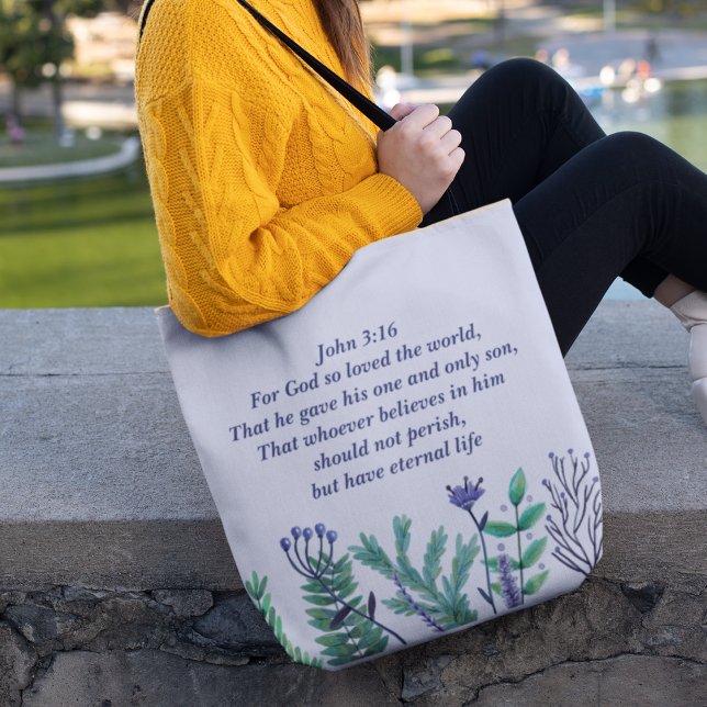 Beautiful John 3:16 For God So Loved the World Tote Bag (Creator Uploaded)