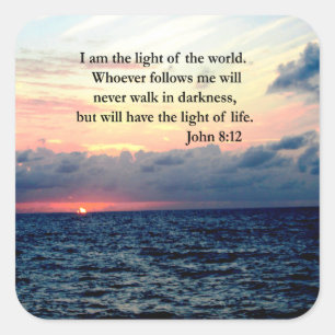BEAUTIFUL JOHN 8:12 SUNRISE PHOTO SQUARE STICKER