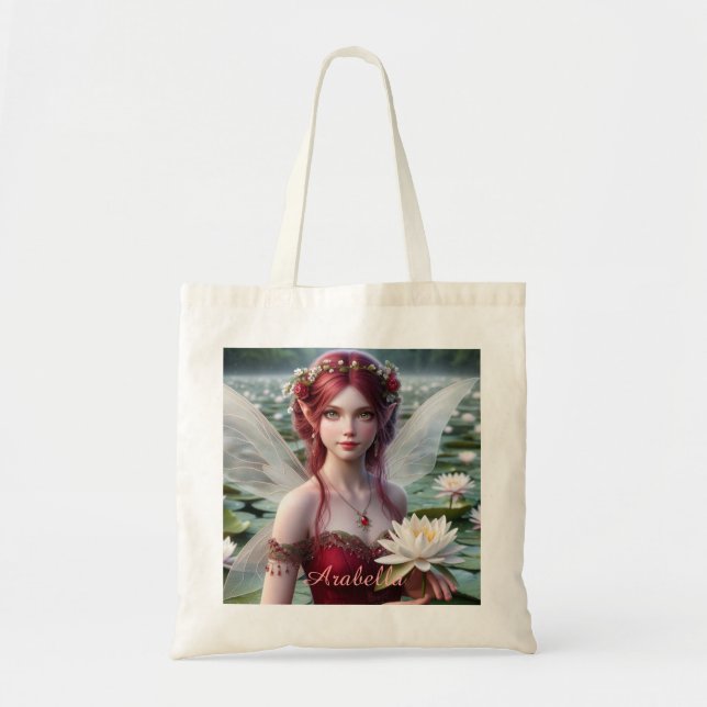 Beautiful July Fairy in Water Lilies Tote Bag (Front)