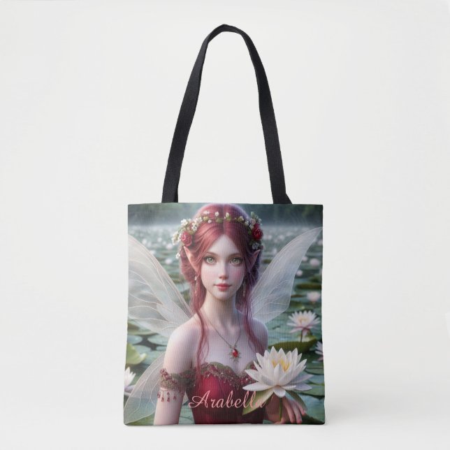 Beautiful July Fairy in Water Lilies Tote Bag (Front)